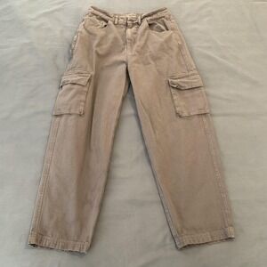 MATE The Label Cargo Pants Womens Medium Beige Organic Cotton Twill Relaxed